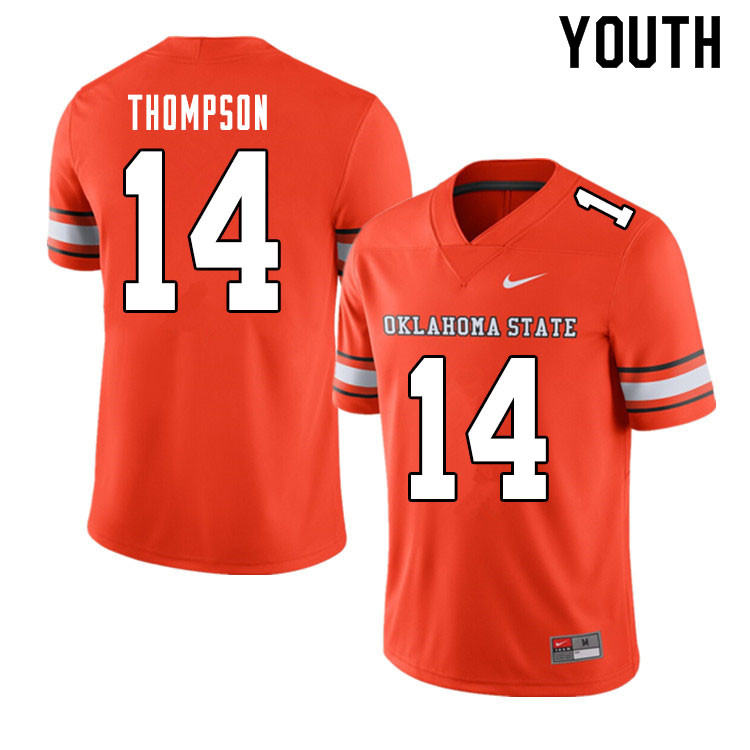 Youth #14 Peyton Thompson Oklahoma State Cowboys College Football Jerseys Sale-Alternate Orange - Click Image to Close